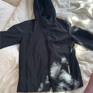 Black fleece lined wind breaker with Hood